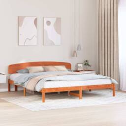 Berkfield Home Modern Bed Frame with Headboard Wax Brown 180x200 cm Solid Wood Pine - thumbnail 2
