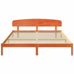 Berkfield Home Modern Bed Frame with Headboard Wax Brown 180x200 cm Solid Wood Pine - thumbnail 5