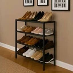 Havendro 4-Tier Black Wooden Shoe Rack Organiser Shelf for Hallway - thumbnail 1