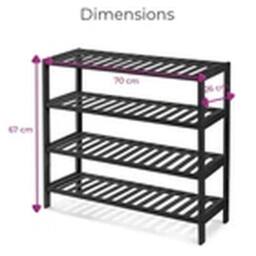 Havendro 4-Tier Black Wooden Shoe Rack Organiser Shelf for Hallway - thumbnail 2