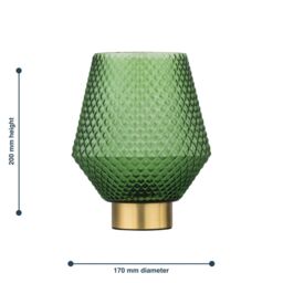 First Choice Lighting Set of 2 Porter - Battery Operate Satin Brass Lamps Green Tex Glass in Gold - thumbnail 8