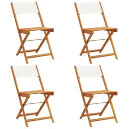Berkfield Home Beautiful Folding Garden Chairs 4 pcs Cream White Fabric & Soli - thumbnail 3