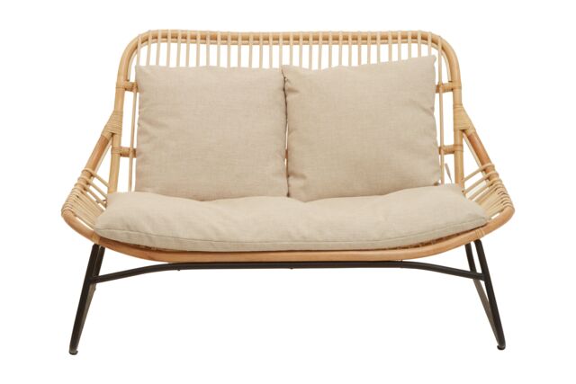 Orsina Natural Rattan Sofa, 2 Seat Rattan Sofa for Lounge, Living Room, Patio, Outdoor, Unique Cane Sofa in Brown - Size: 2 Seater - image 1