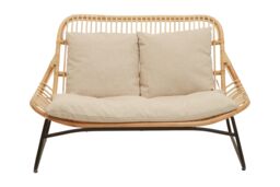 Orsina Natural Rattan Sofa, 2 Seat Rattan Sofa for Lounge, Living Room, Patio, Outdoor, Unique Cane Sofa in Brown - Size: 2 Seater