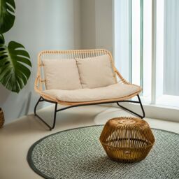 Orsina Natural Rattan Sofa, 2 Seat Rattan Sofa for Lounge, Living Room, Patio, Outdoor, Unique Cane Sofa in Brown - Size: 2 Seater - thumbnail 2