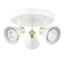 First Choice Lighting Burton - Matt White & Gold Detail 3 Way Adjustable Ceiling Spotlight - thumbnail 1