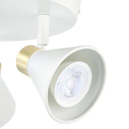 First Choice Lighting Burton - Matt White & Gold Detail 3 Way Adjustable Ceiling Spotlight - thumbnail 3