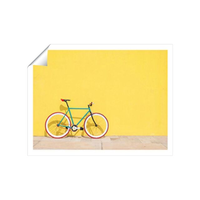"Warren Reed - Designer Bike Against Yellow Unframed Art Print - Size: W24"" x H36""" - image 1