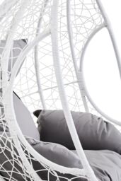 Orsina Cut Out Sides White Hanging Chair with Round Base, Comfortable Seating Swing Chair, Easy to Clean Chair - thumbnail 5