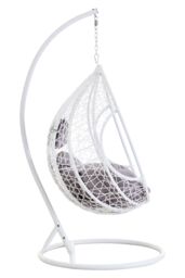 Orsina Cut Out Sides White Hanging Chair with Round Base, Comfortable Seating Swing Chair, Easy to Clean Chair - thumbnail 2