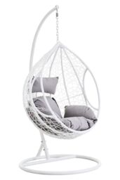 Orsina Cut Out Sides White Hanging Chair with Round Base, Comfortable Seating Swing Chair, Easy to Clean Chair - thumbnail 7