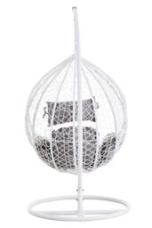 Orsina Cut Out Sides White Hanging Chair with Round Base, Comfortable Seating Swing Chair, Easy to Clean Chair - thumbnail 3