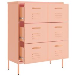 Berkfield Home Drawer Cabinet Pink 80x35x101.5 cm Steel - thumbnail 6