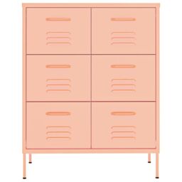 Berkfield Home Drawer Cabinet Pink 80x35x101.5 cm Steel - thumbnail 3