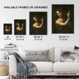 Artery8 Saint John the Baptist da Vinci Vintage Framed Wall Art Print in Black - Size: A4 - thumbnail 3