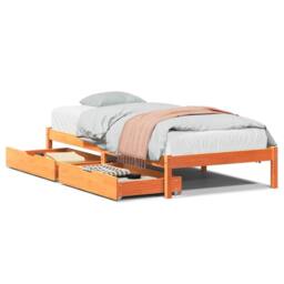 Berkfield Home Bed Frame without Mattress Wax Brown 90x200 cm Solid Wood Pine - thumbnail 2
