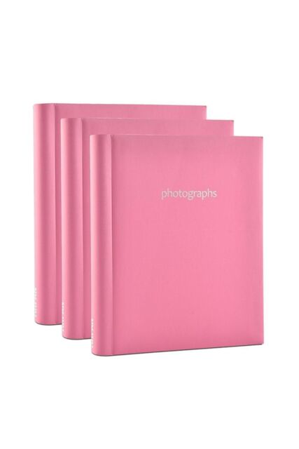 Arpan 3 x Self Adhesive Photo Albums Totaling 108 Sheets 216 Sides Padded Leather Style Finish in Pink - image 1