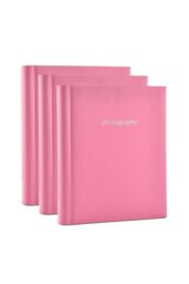 Arpan 3 x Self Adhesive Photo Albums Totaling 108 Sheets 216 Sides Padded Leather Style Finish in Pink - thumbnail 1