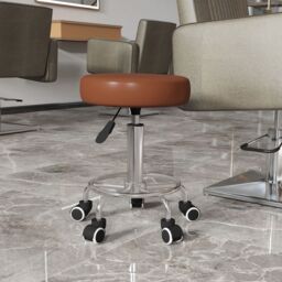 VINSETTO Round PU leather Salon Beautician Stool Adjustable Height in Brown