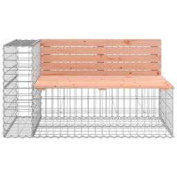 Berkfield Home Garden Bench with Gabion Basket Solid Wood Douglas in Brown - thumbnail 4