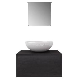 Berkfield Home Three Piece Bathroom Furniture & Basin Set Black - thumbnail 3