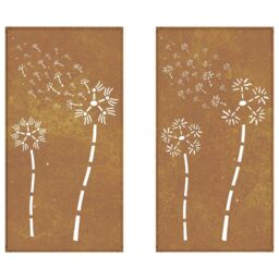 Berkfield Home Garden Wall Decorations 2pcs 105x55cm Corten Steel Flower Design in Brown - Size: 105x55 cm - thumbnail 5