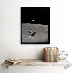 "Artery8 NASA Apollo 11 Mission Image Moon Limb Lunar Ascent Earth Framed Art in Black - Size: W12"" x H16""" - thumbnail 2