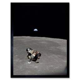 "Artery8 NASA Apollo 11 Mission Image Moon Limb Lunar Ascent Earth Framed Art in Black - Size: W12"" x H16""" - thumbnail 1
