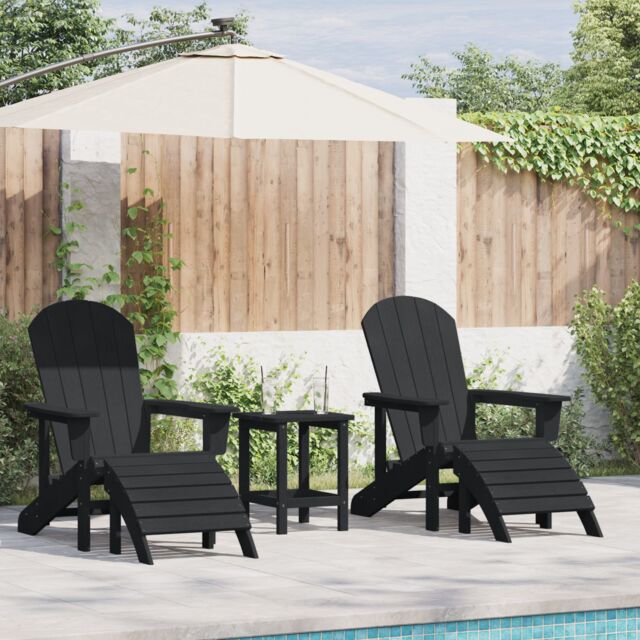 Berkfield Home 3 Piece Garden Lounge Set Black HDPE - image 1