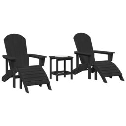 Berkfield Home 3 Piece Garden Lounge Set Black HDPE - thumbnail 3
