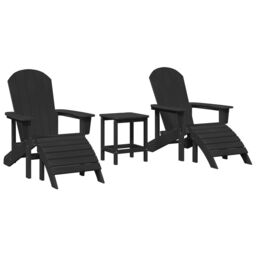 Berkfield Home 3 Piece Garden Lounge Set Black HDPE - thumbnail 2