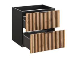 Vente-unique Fluted Wall-Hung Vanity Unit - Light Natural & Black - 60 Cm - thumbnail 7