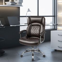 Costway 227kg Leather Office Chair Adjustable Big & Tall Executive Chair-Coffee in Brown - thumbnail 3