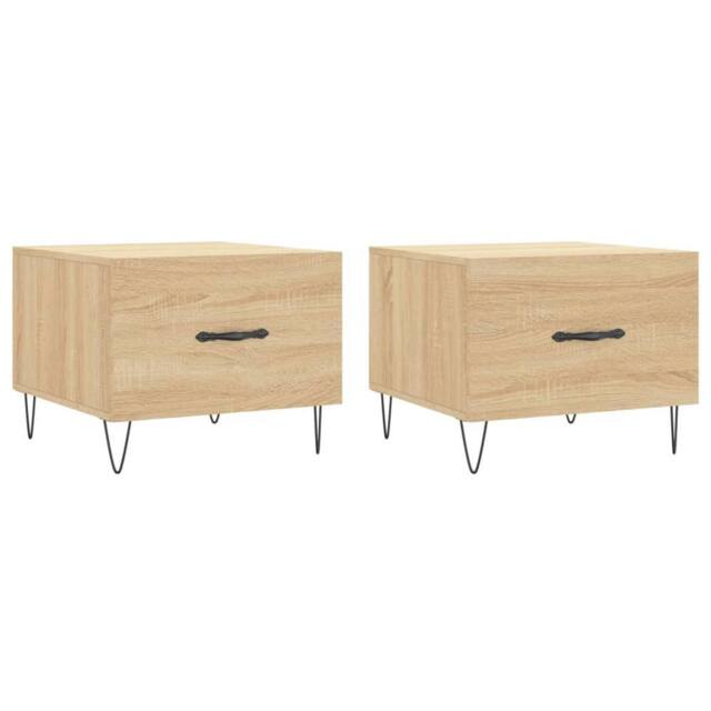 Berkfield Home Coffee Tables 2 pcs Sonoma Oak 50x50x40 cm Engineered Wood in Light Tan - Size: 50 x 50 x 40 cm - image 1