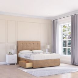 "Sloomy Highbury Naples Bed Set With No Drawers Mattress & 26"" Headboard in Light Sand - Size: Single" - thumbnail 1