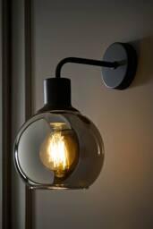 ValueLights Bellamy Wired Glass Globe Wall Light in Black - thumbnail 1