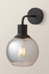 ValueLights Bellamy Wired Glass Globe Wall Light in Black - thumbnail 3