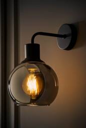 ValueLights Bellamy Wired Glass Globe Wall Light in Black - thumbnail 2