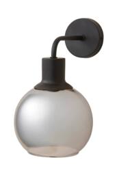 ValueLights Bellamy Wired Glass Globe Wall Light in Black - thumbnail 6