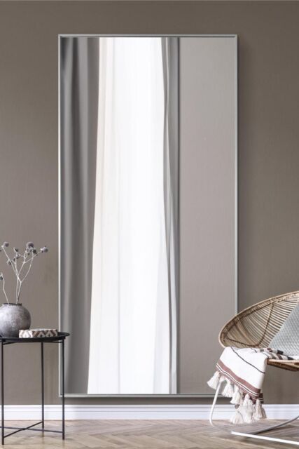 "MirrorOutlet Silver Aluminium Edged Wall Mirror 79"" X 39"" (200CM X 100CM) - Size: 1 Pack" - image 1