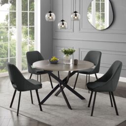 Home Detail Rico Round Concrete Effect Dining Table Black Legs in Grey - Size: 120 cm - thumbnail 6