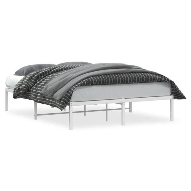 Berkfield Home Metal Bed Frame without Mattress White 140x200cm - Size: 140x200 cm - image 1