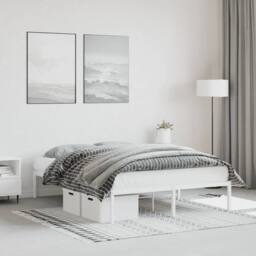 Berkfield Home Metal Bed Frame without Mattress White 140x200cm - Size: 140x200 cm - thumbnail 2