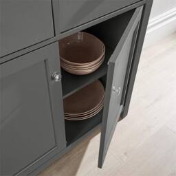 Nordara Grey 2 Door 2 Drawer Storage Cabinet Thick Oak Sideboard Cabinet in Dark Grey - Size: 100 cm - thumbnail 3