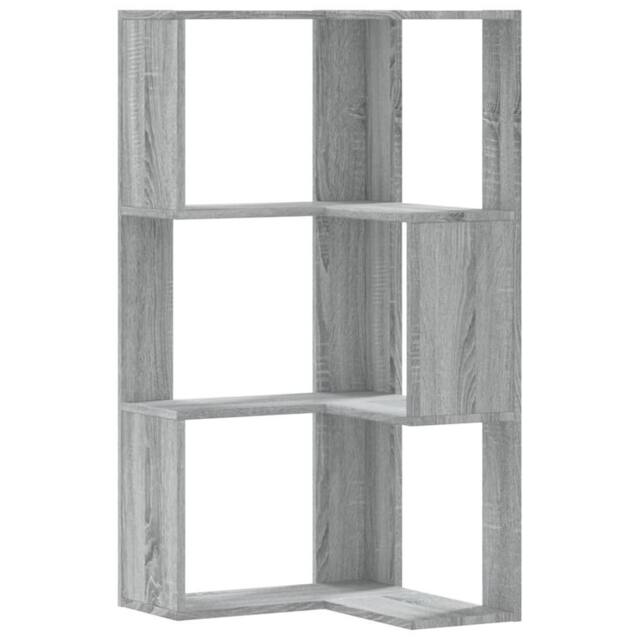 Berkfield Home Corner Bookcase 3-Tier Grey Sonoma 50x50x102 cm Engineered Wood - Size: 50 x 50 x 102 cm - image 1