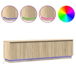 Berkfield Home TV cabinet with LED Sonoma Oak 180x38x49 cm Engineered Wood in Brown - Size: 180 x 38 x 49 cm - thumbnail 4