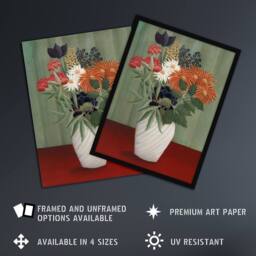 "Artery8 Flower Bouquet China Asters Rousseau Vintage Wall Art Print Poster - Size: W12"" x H16""" - thumbnail 2