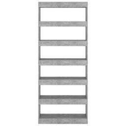 Berkfield Home Book Cabinet/Room Divider Concrete Grey 80x30x198 cm Engineered Wood - Size: 80 x 30 x 198 cm - thumbnail 5