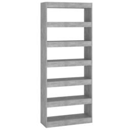 Berkfield Home Book Cabinet/Room Divider Concrete Grey 80x30x198 cm Engineered Wood - Size: 80 x 30 x 198 cm - thumbnail 2