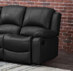 Furnishings For Less UK Minnesota Leather Reclining Corner Sofa 5 Seater Manual Recliner Comfortable Padded Arms With Drinks Tray in Black - thumbnail 2
